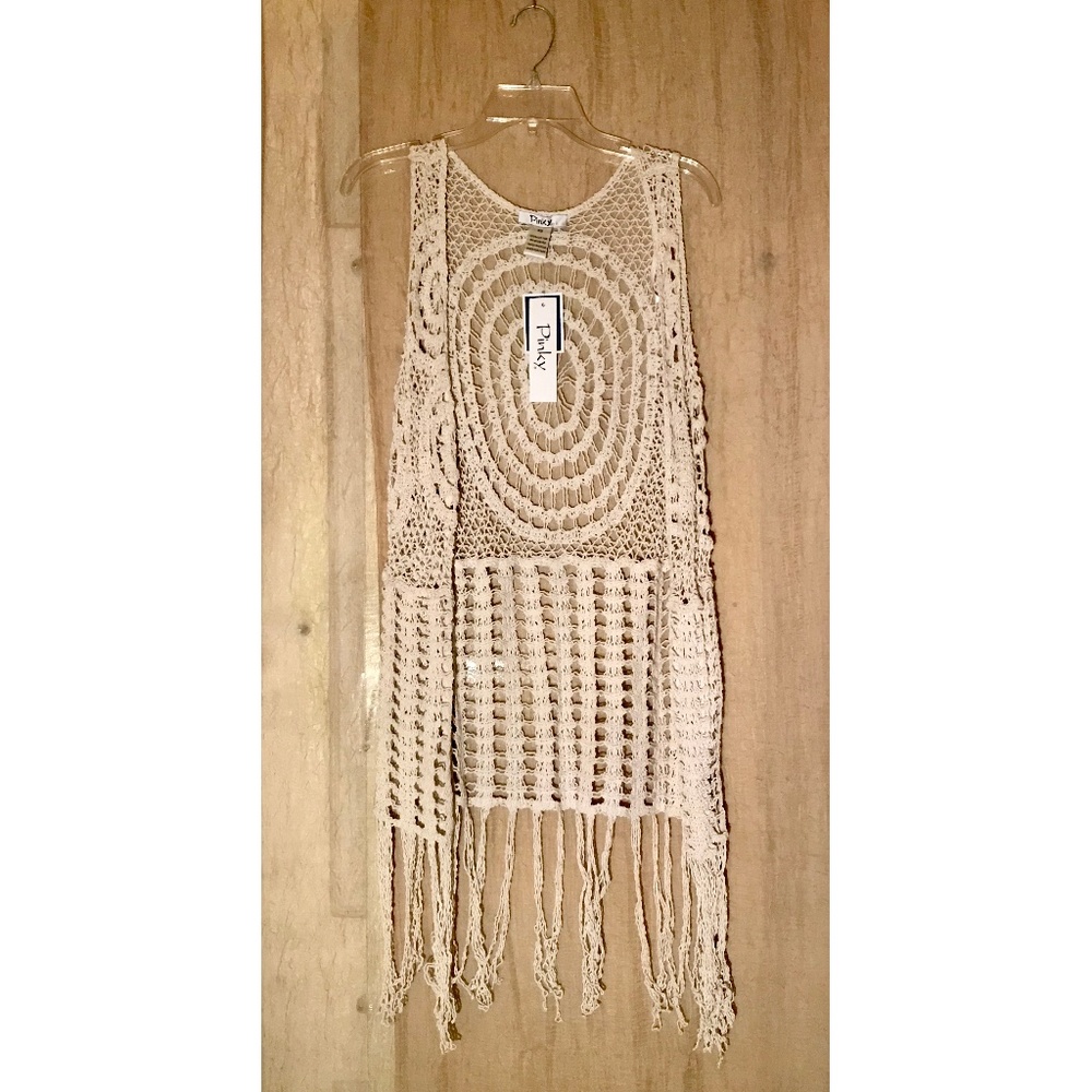 Boho Hippie Vest with Long Fringe – Natural Cotton